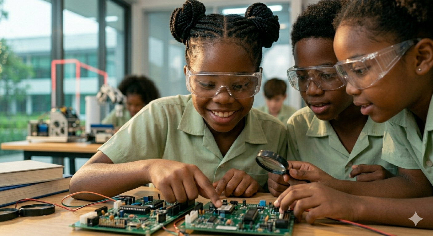 African children in STEM class